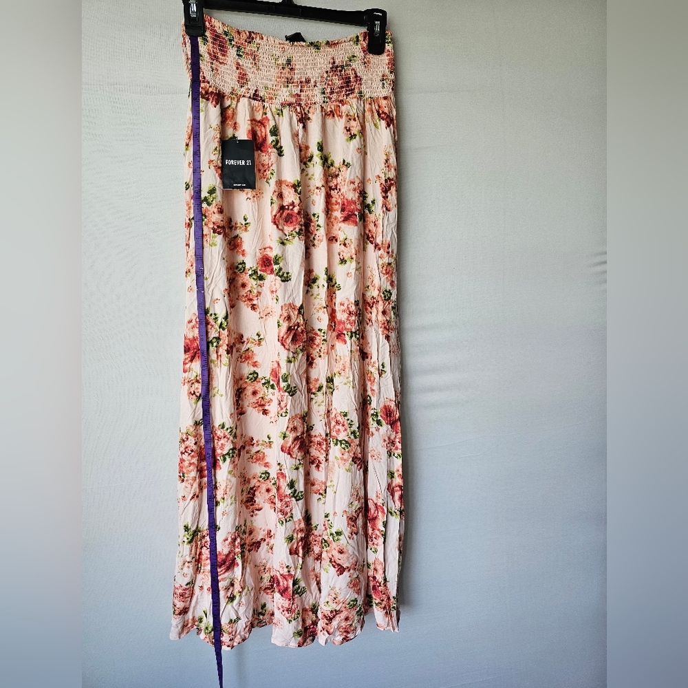 Forever 21 Floral Maxi Skirt (NWT), Size M, with Rope Belt and Side Slits - Picture 15 of 16